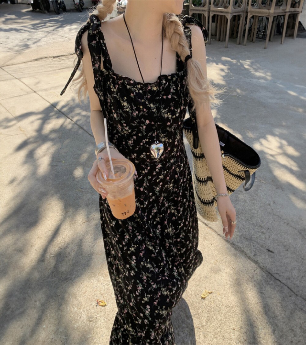 수입 여성의류 하객룩 명품스타일 블랙프라이데이 플라워 롱원피스