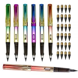 Lopenle 46피스 다채로운 이터널 펜슬 잉크 없는 펜 교체 가능한 리필 100개 절대 날카롭게 하지 않는 연필