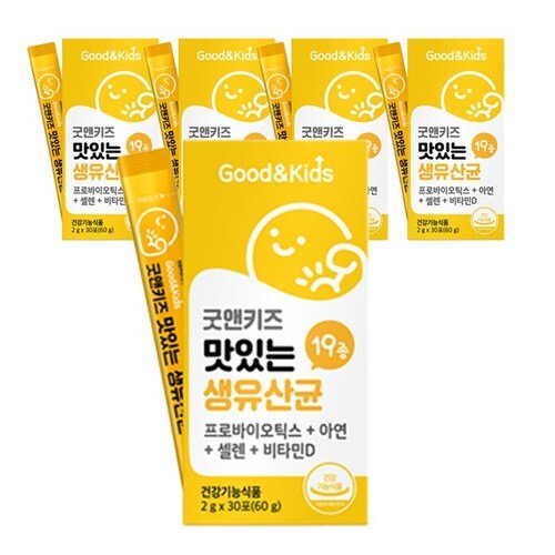 <b>내츄럴플러스</b> 굿앤키즈 맛있는 생유산균 30포 60g 5개