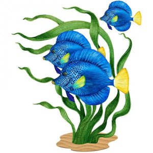 풀자기 수영장 모자이크 속의 푸른 물고기 18 X 15