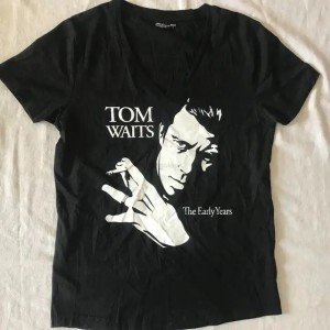 톰 웨이츠 초창기 여성 브이넥 티셔츠 슬림한 대형 사이즈
