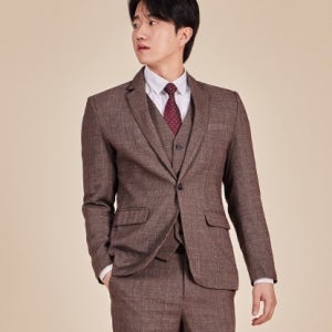 [대여] 비즈니스 잔체크 양장조끼 정장세트(자켓+양장조끼+바지) 경성의상 교복 학생복