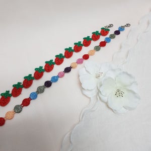 딸기모티브 마스크목걸이/동글동글 마스크줄, 블링슈슈