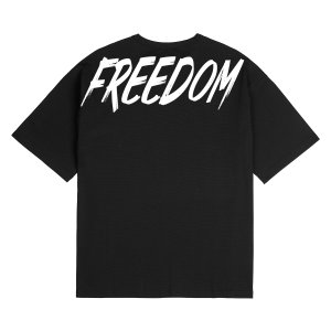 프리덤 프리덤 백 로고 오버핏 티셔츠 FD23MMTS1130BK