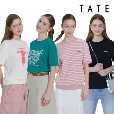 TATE 테이트 여성 썸머 코튼 블렌딩 프레쉬 아트웍 스웨트 셔츠 4종