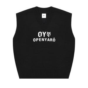 오와이 사이드 슬릿 브이 넥 니트 베스트 블랙 OYBDS1TO121