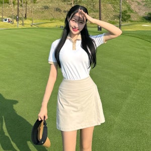 [헤지스 골프 여성] [클리어런스]베이지 H 라인 랩 치마바지 HWPA4B312I1