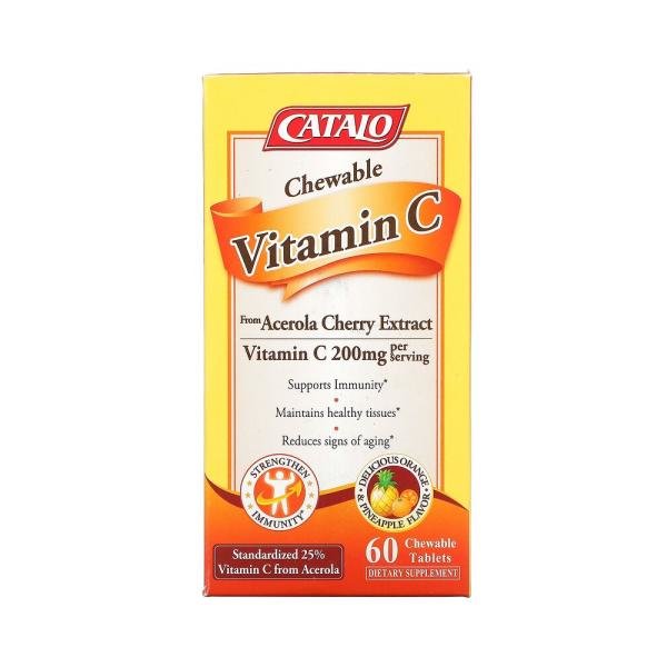 Catalo Naturals, Chewable <b>Vitamin</b> C, Orange Pineapple, 100 mg, 60 Tablets