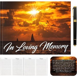 GENERIC 인 러브 메모리 장례식 방명록 세일링 디자인 추모식 사인펜과 카드가 121쪽61매 하드커버