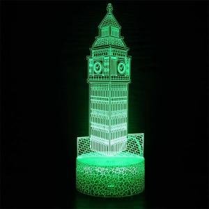 나이트 빅 벤 런던 3D LED 야간 조명 홈 침실 장식 USB 테이블 램프 생일 크리스마스 선물 7 가지 색상
