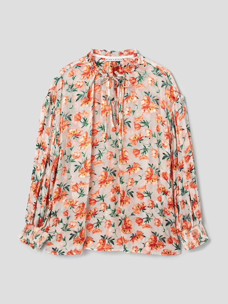 [엘리스 앤 올리비아] Julius Voluminous Blouson Sleeve Blouse - Falling For You 주황색(브론즈) AV4460S068