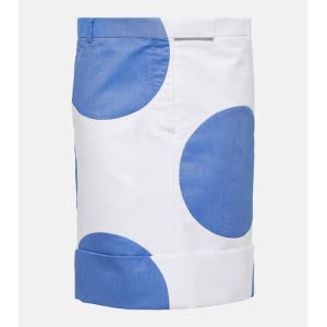 톰브라운 폴카 도트 코튼 미니 스커트 화이트 여성 FW23 P00823347