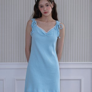 [로제프란츠] Lace Shirring Mini Dress [Summer Blue] RS24UOP103RBL