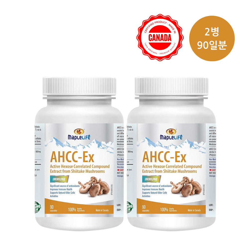 AHCC 표고 버섯 균사체 염증 수치 감소 간 손상 개선 영양제 효능 60캡슐  2개  90캡슐