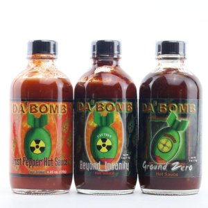 Sauceology Da Bomb Hot Sauce Total Destruction 3 pack Beyond Insanity Ghost Pepper Ground Zero The U