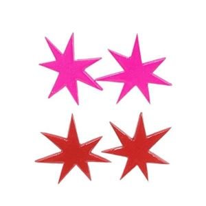 Handmade 젬 앤 더 홀로그램 스타 귀걸이 핑크 또는 레드 스테인리스 스틸 스터드