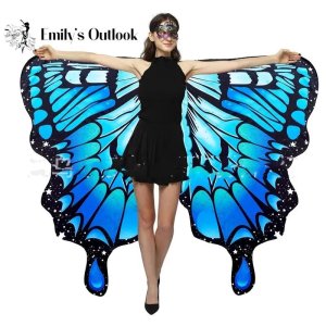 댄스의상 나비 날개 여성 할로윈 레인보우 숄 요정 케이프 님프 픽시 드레스 업 스카프 사진 양면