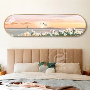 유럽 스타일 빈티지 침실 침대 위 거실 바다 꽃 풍경-F