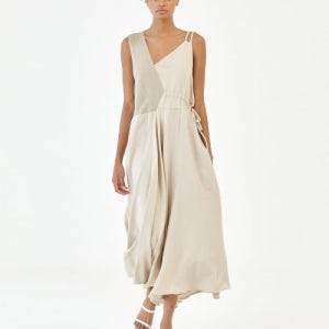 [살롱드서울] 컬러 블로킹 스트링 원피스 - 베이지 SWOPS-2112232