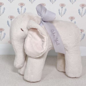 LITTLE LAMB STORY 2024토이1차[리틀램스토리]KC인증 플러피 코끼리 애착 인형 (이름 이니셜 자수)