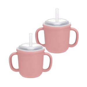 에디슨 스스로 실리콘 양손 빨대컵 200ml 2개입 핑크  식기세척기 100% 플래티넘 실리콘 아기물통 유아 스파우트컵