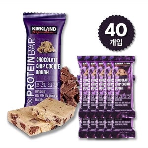 커클랜드 초콜릿 칩 쿠키 도우 프로틴바 40개 세트 (20개입 x 2박스) 시그니처