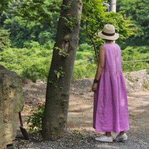 민소매 셔링 린넨 원피스, 시소