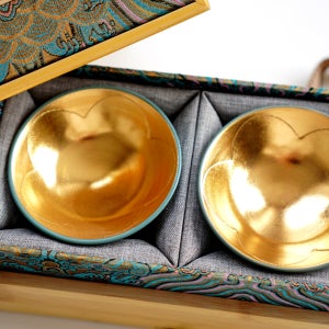 꽃잎 24K금잔 술잔세트(2P), 세븐비 도자기