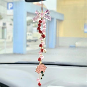 사랑 카네이션 액막이 소원성취 여의주 차량장식 매듭고리, 헤나