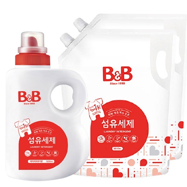 비앤비 비앤비 유아세제 용기1500ml+리필 1800mlX2개 /국민아기세제/ 무료배송