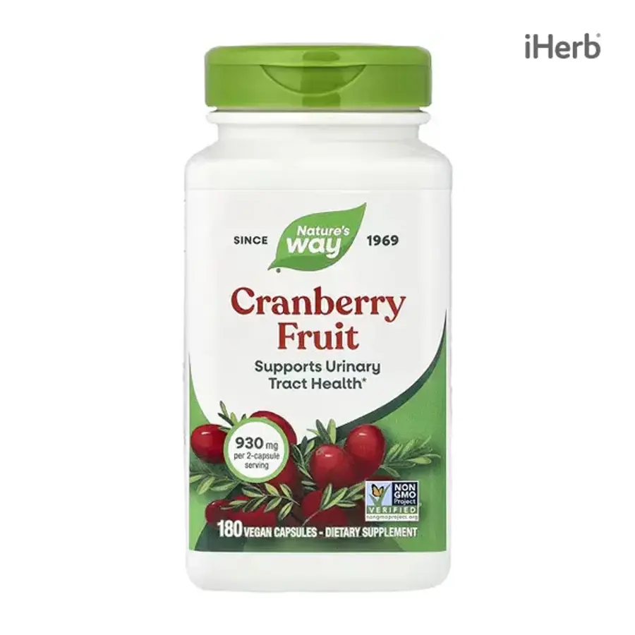 [아이허브] 네이쳐스웨이 크렌베리 열매 465mg 180캡슐, <b>요로</b> 글루텐프리 Nature’s Way