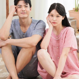 (커플) 큐비스 풍기인견 차이나넥 반팔상하 커플잠옷