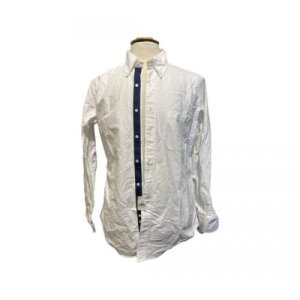 $400 남성 톰브라운 NYC 화이트 옥스포드 사이즈 4 L 플래킷 네이비 셔츠
