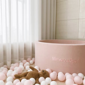 소아베 [소아베]러블리 핑크 유아 원형 볼풀장 원형 범퍼 볼풀 이니셜 자수 제작