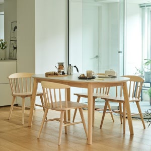 도노 내추럴 세라믹 와이드4인 타원식탁세트 (스칸디의자4 포함)