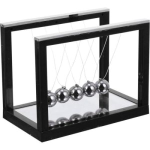 POPETPOP Newton Cradle Balance Balls with Mirror 스윙잉 볼 물리학 진자 과학 장식품 홈 오피스