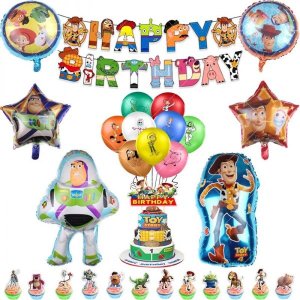 버즈 라이트이어 포일 풍선 이야기 라텍스 생일 축하 배너 파티 장식 샤워 남아 히어로 장난감