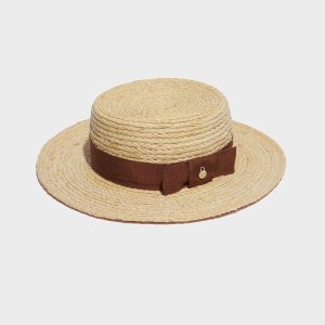RAFFIA BOATER HAT WIDE BRIM - 9color