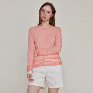 [르세지엠] 씨스루 텐셀 긴팔티셔츠 - 핑크 24SMTP03