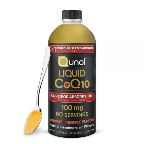 Qunol Liquid <b>CoQ</b>10 100mg 흡수 천연 보충제 형태 코엔자임 Q10 심을
