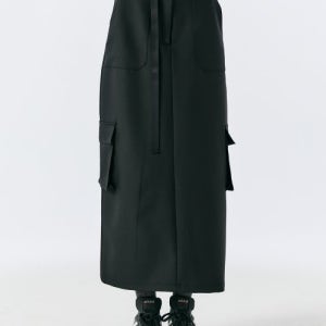 [에디텀] 마그넷 카고 스커트 - 블랙 A23AWSK38ABK