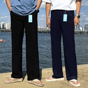 [4컬러]히튼 남자 썸머 쿨링 냉감 와이드 롱 뒷밴딩 스판 슬랙스