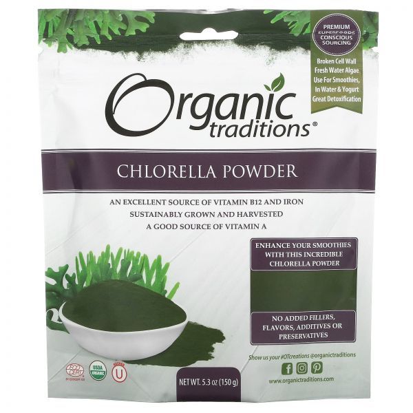 Organic Traditions <b>클로렐라 파우더</b> 5.3 oz (150g)