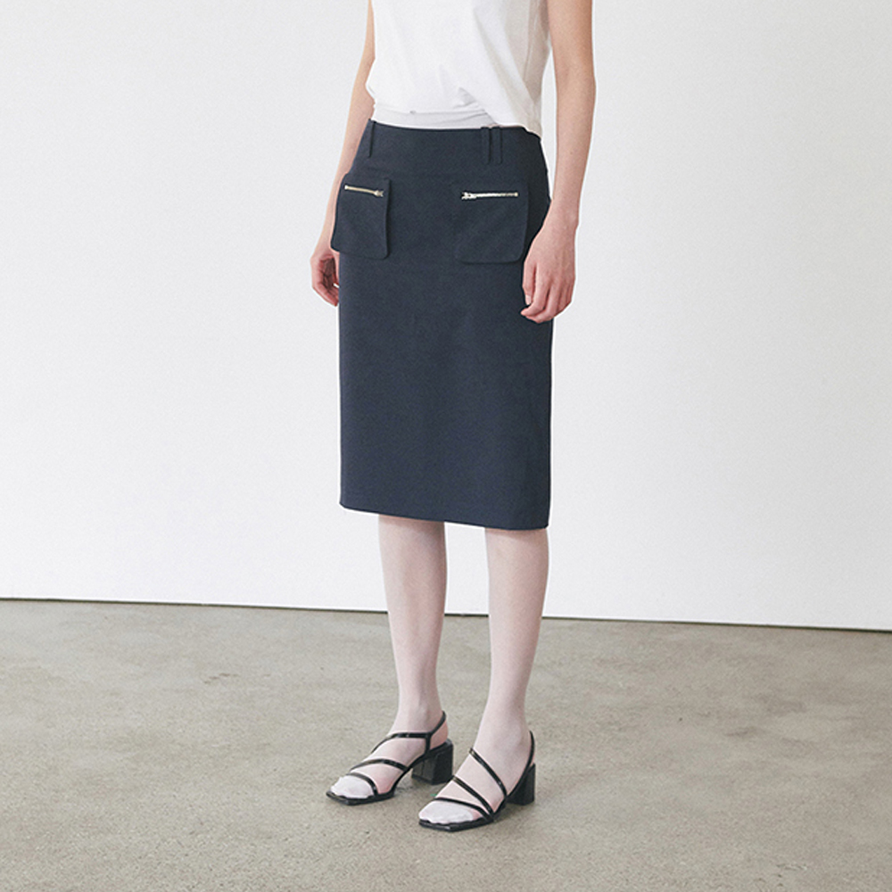 [오데스] UTILITY POCKET MIDI SKIRTS - NAVY