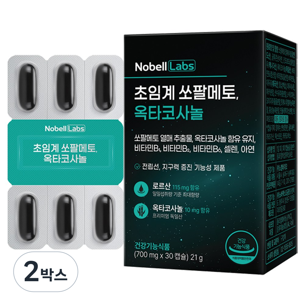 노벨랩스 초임계 쏘팔메토 옥타코사놀 전립선 건강 영양제 30정 2개