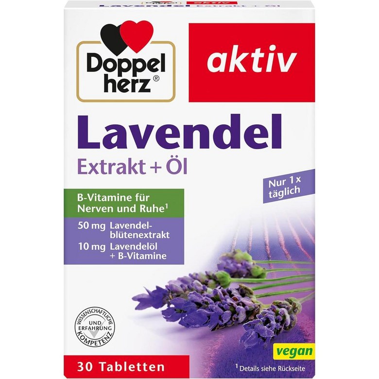 독일 <b>도펠헤르츠</b> <b>Doppelherz</b> Lavender Extract 비건 라벤더 추출물 + 오일  3개