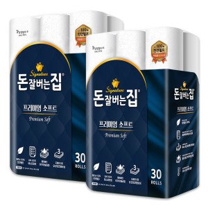 돈잘버는집 천연펄프 프리미엄 천연펄프 화장지 25M 30롤x2팩/STAR1