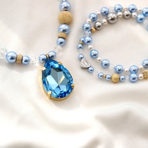 크리스탈 인식표 애견인식표 강아지목걸이 팔찌세트, 커스트린