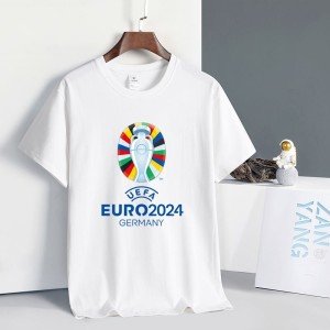 유럽컵 티셔츠 2024년 국가컵 축구팬 문화팀 옷 반팔 순면 운동 캐주얼