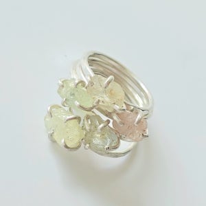 튜토스튜디오 925 실버 천연 러프 사파이어 프롱 반지, 블루마티스&튜토